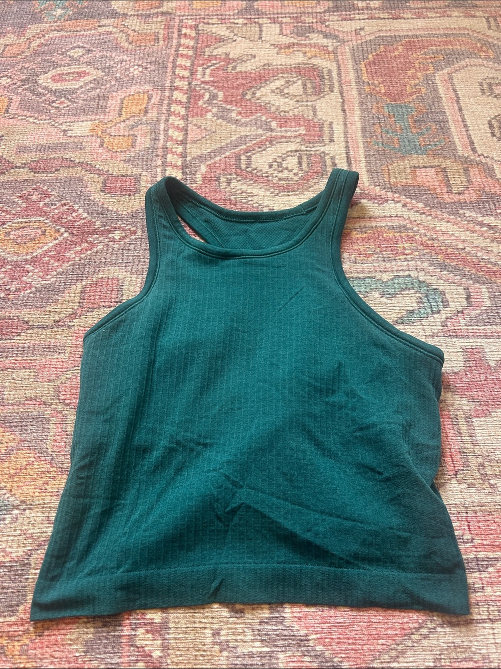 green lululemon cropped ebb to street tank